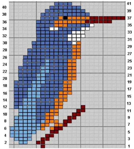 Kingfisher Intarsia pattern design chart example