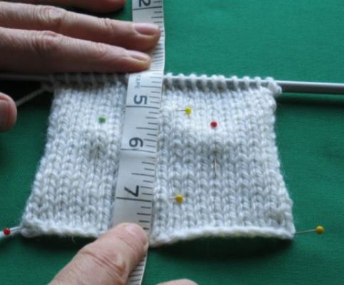 Measuring knitting tension square